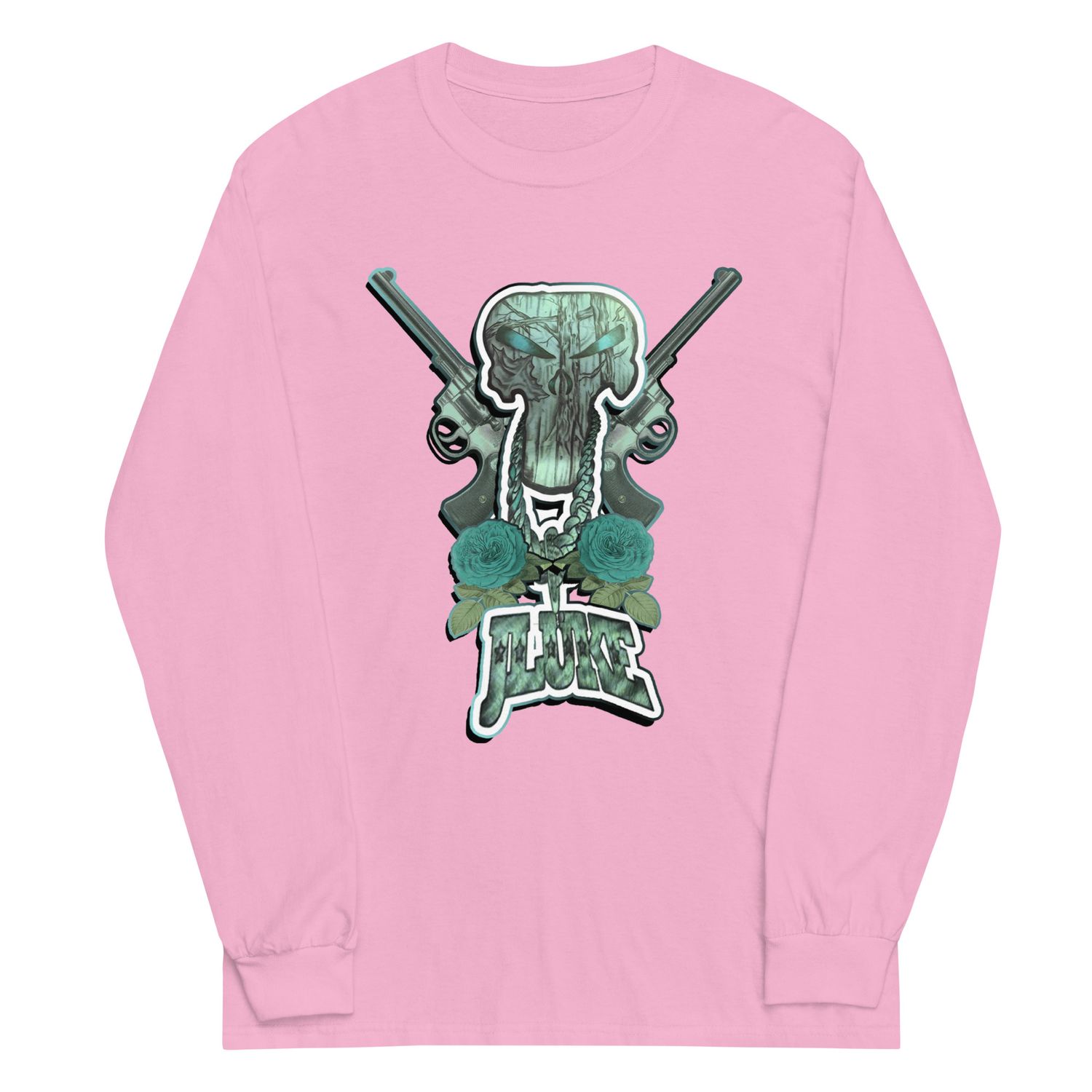 JLUKE Blue Skull &amp; Guns/Logo Long Sleeve Shirt