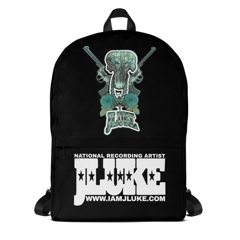 JLUKE Blue Skull &amp; Gun Black Backpack
