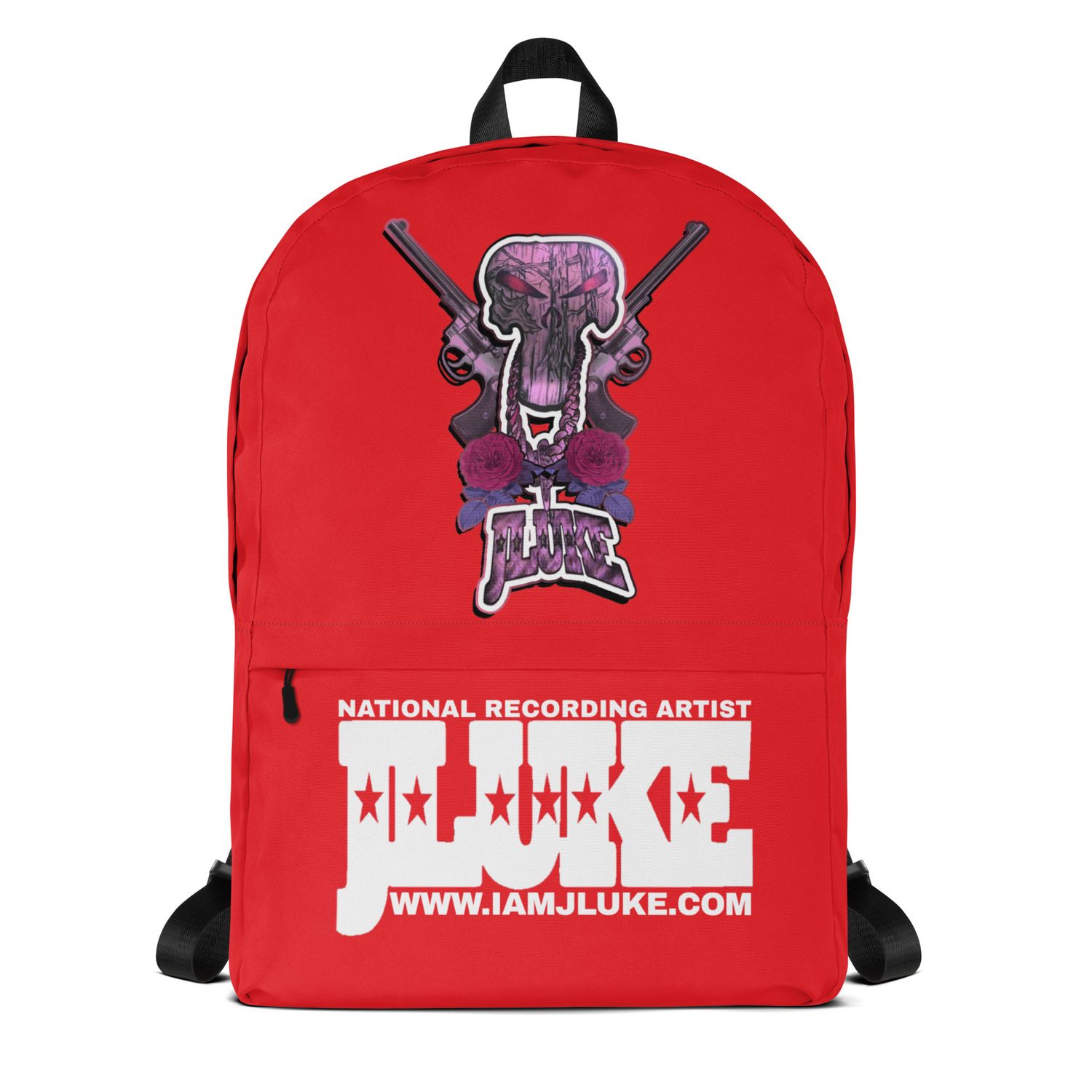 JLUKE Pink Skull &amp; Gun Red Backpack