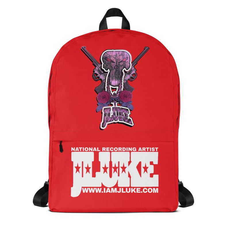 JLUKE Pink Skull &amp; Gun Red Backpack