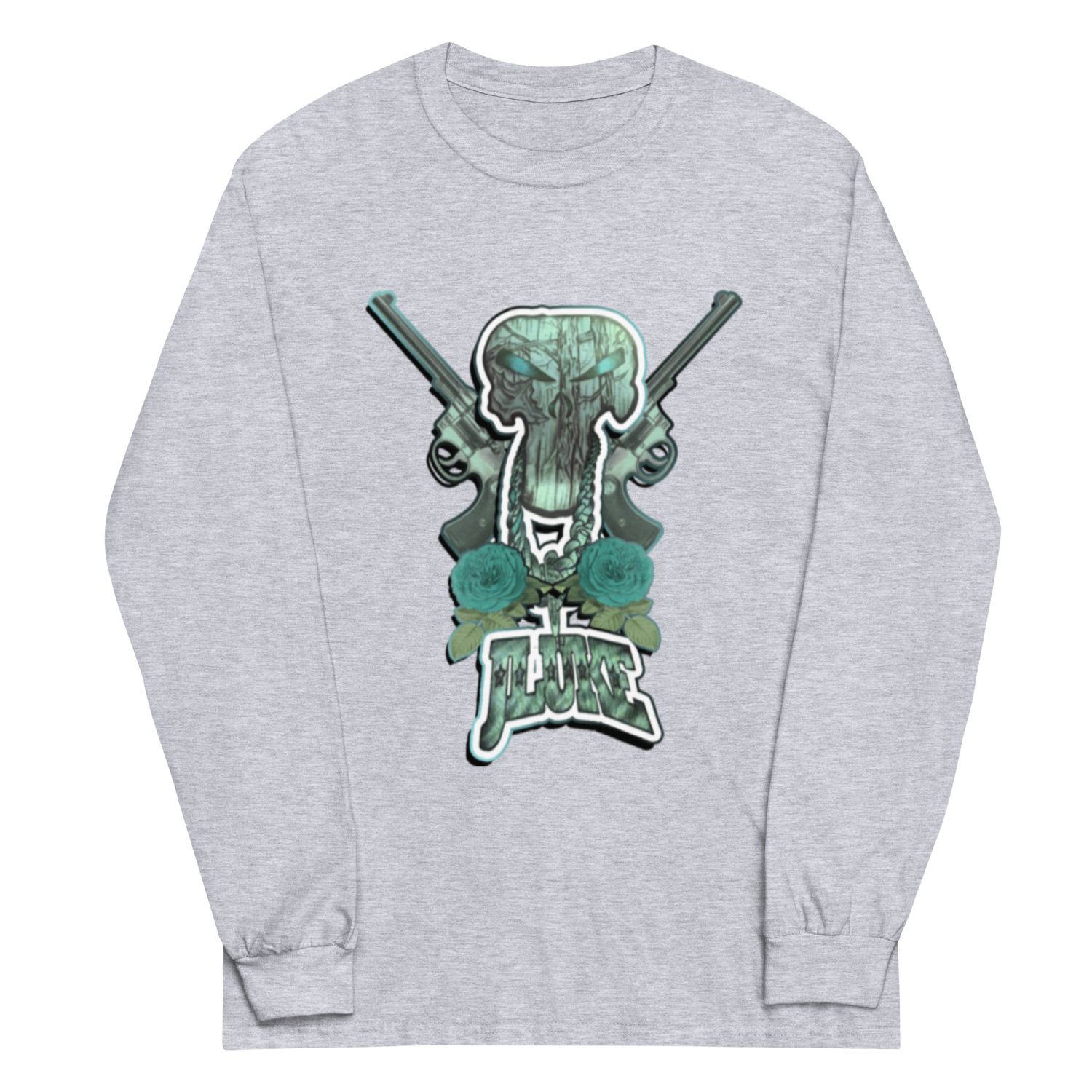 JLUKE Blue Skull &amp; Guns/Logo Long Sleeve Shirt