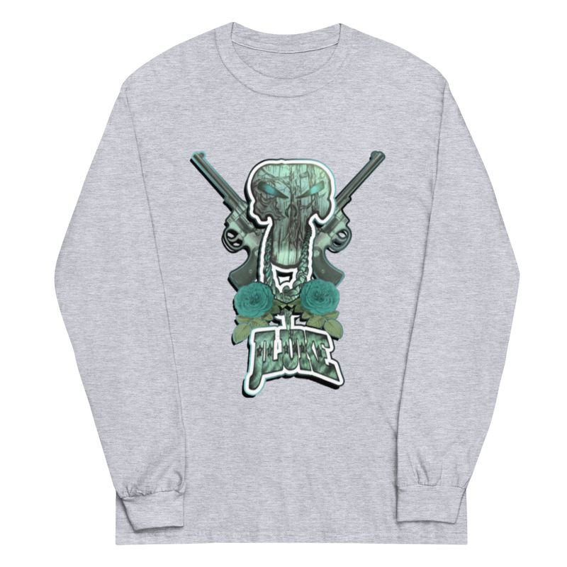 JLUKE Blue Skull &amp; Guns/Logo Long Sleeve Shirt