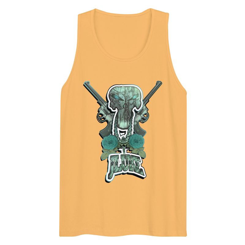 JLUKE Blue Skull &amp; Guns/Logo Tank Top