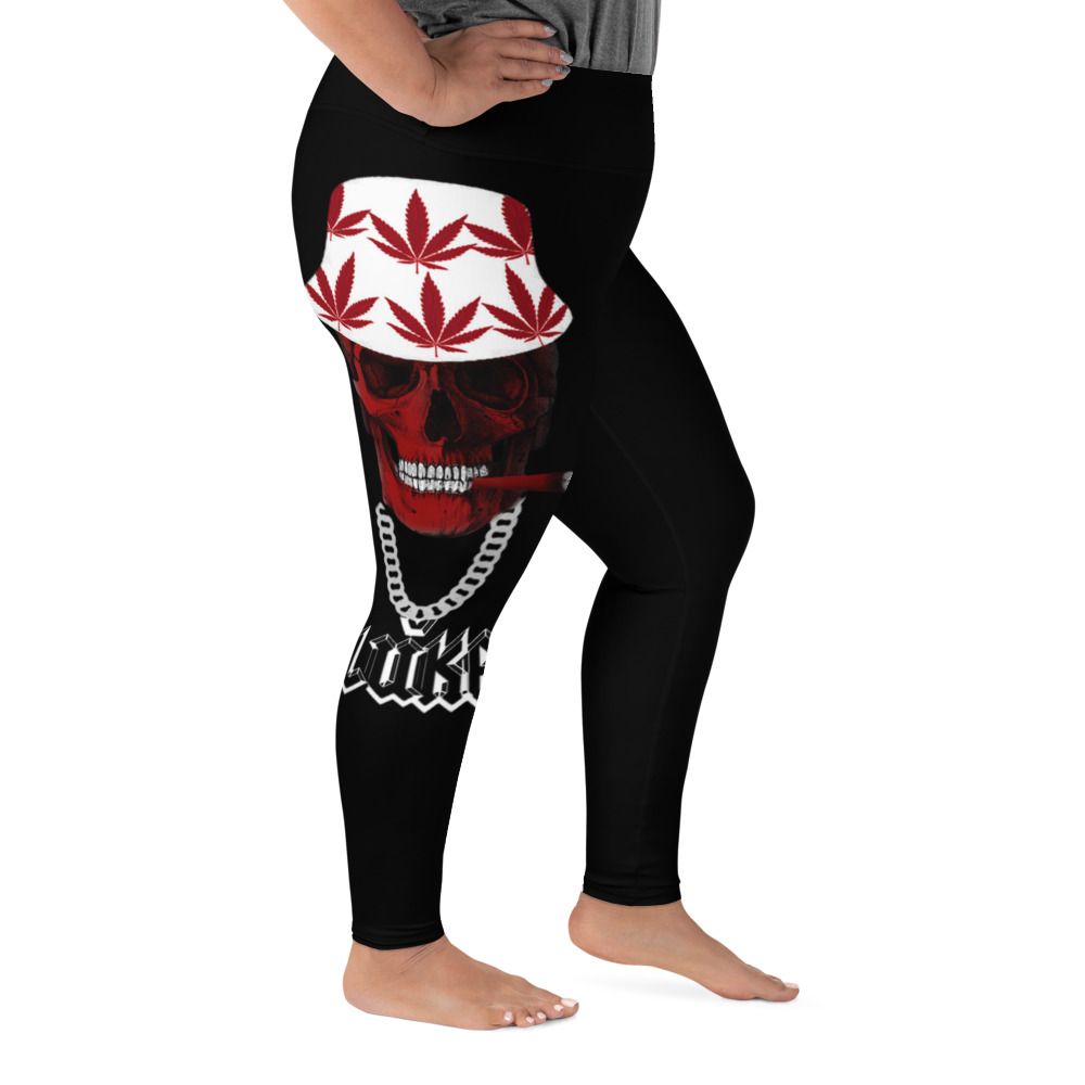 JLUKE 420 Skull Black Plus Size Leggings