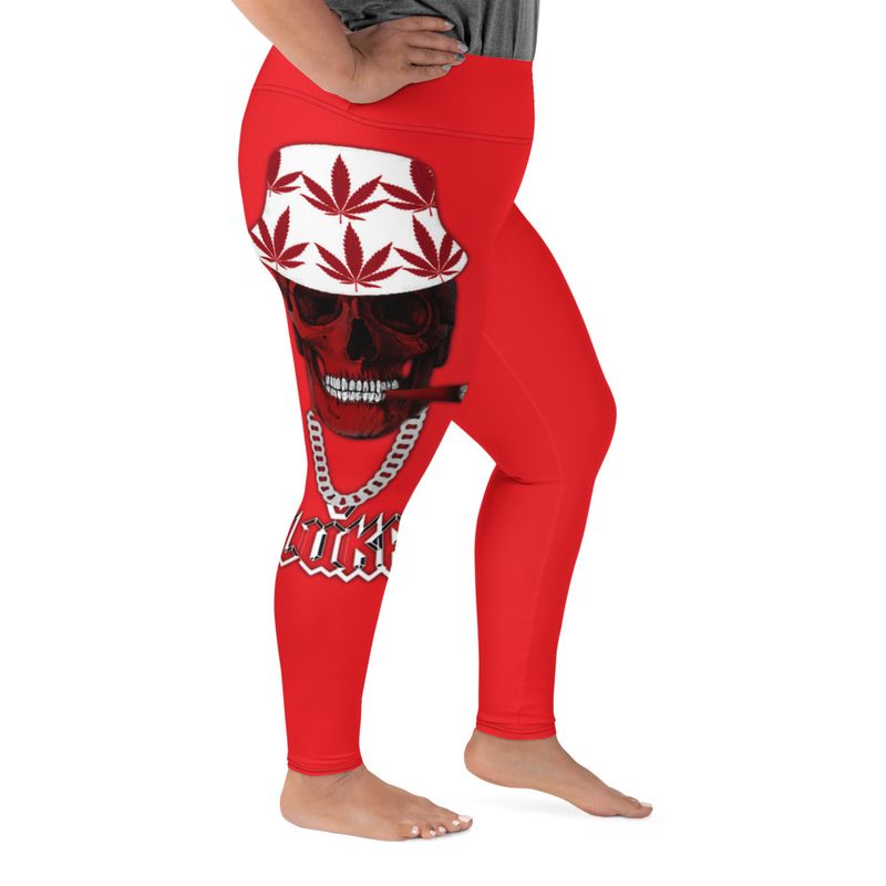 JLUKE 420 Skull Red Plus Size Leggings