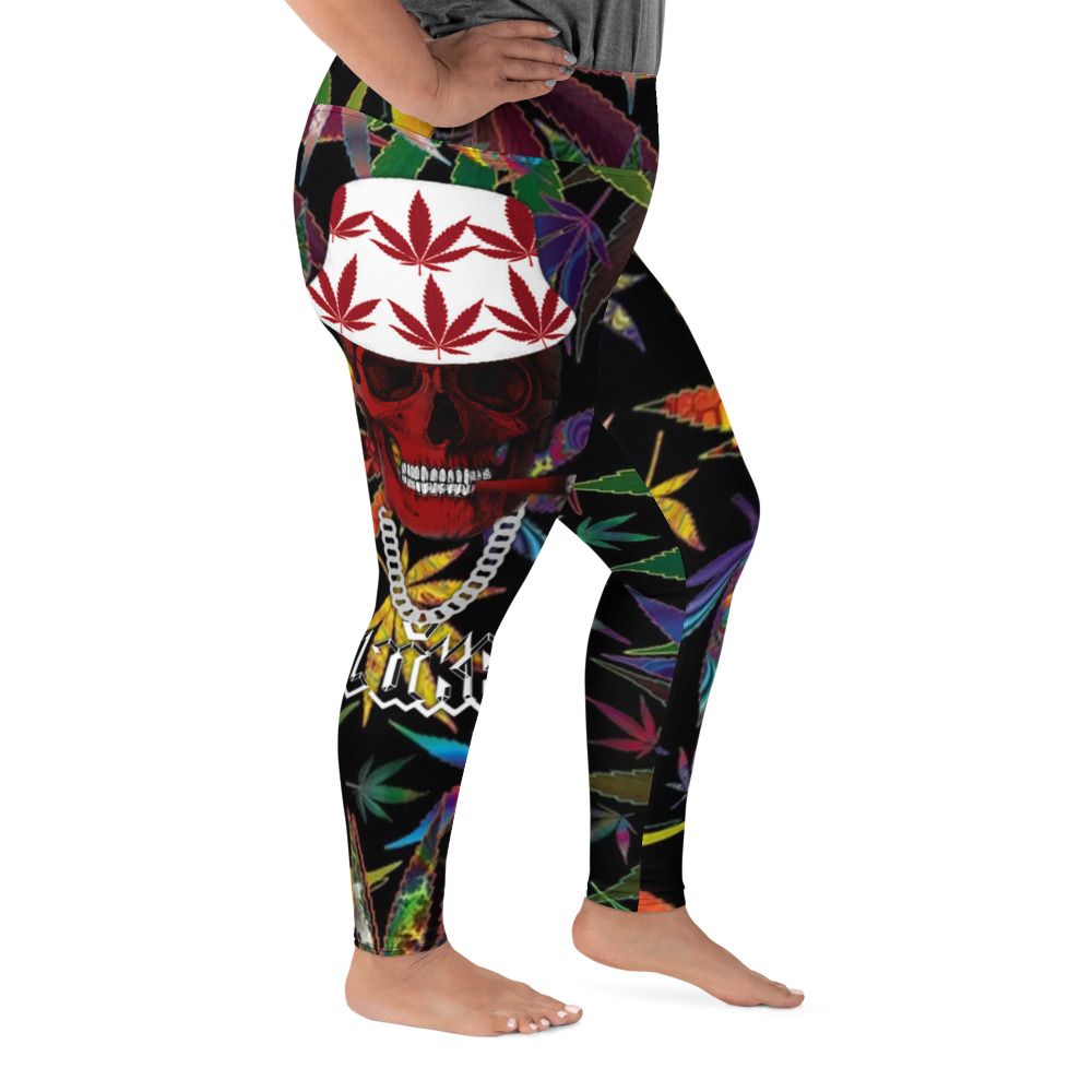  JLUKE 420 Skull Trippy Plus Size Leggings