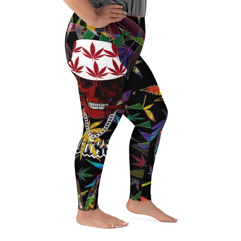  JLUKE 420 Skull Trippy Plus Size Leggings