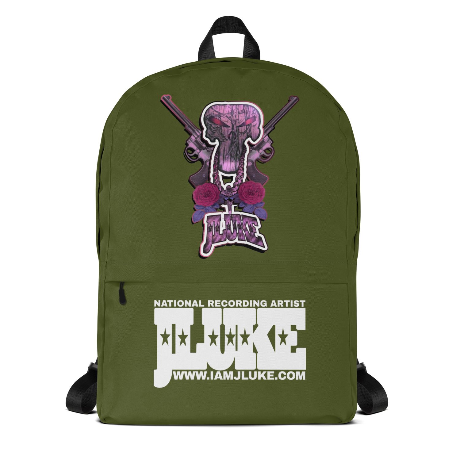 JLUKE Pink Skull &amp; Guns Green Backpack