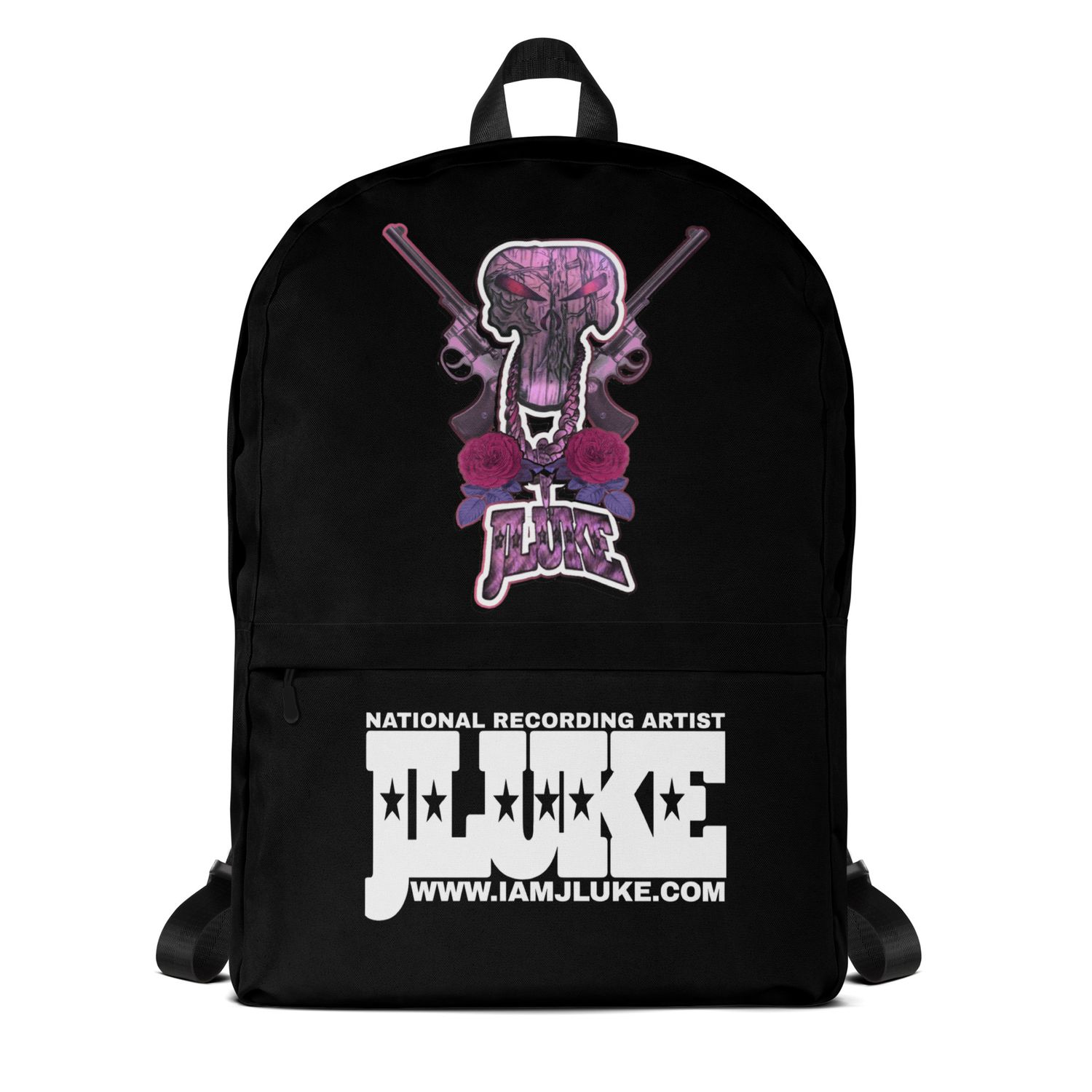 JLUKE Pink Skull &amp; Guns Black Backpack