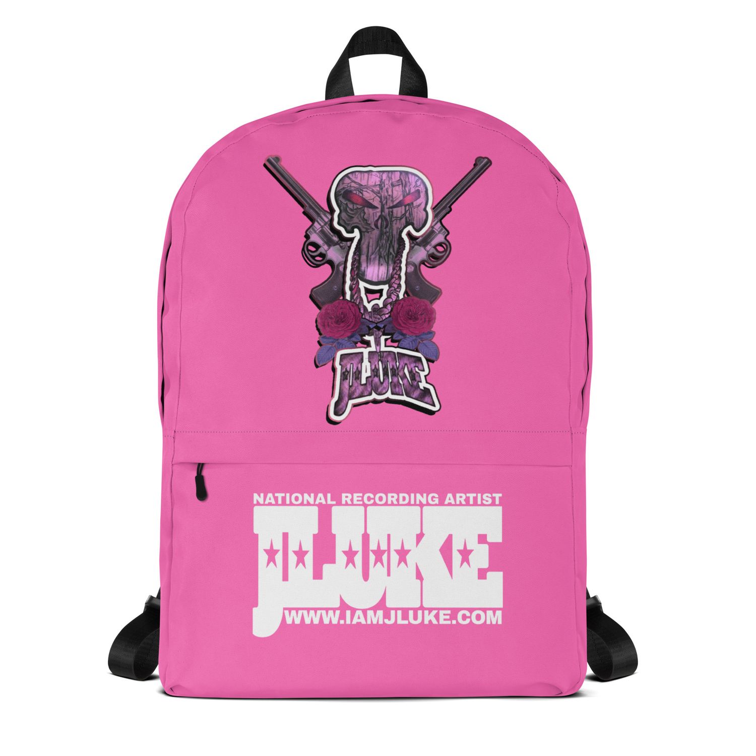 JLUKE Pink Skull &amp; Guns Pink Backpack 