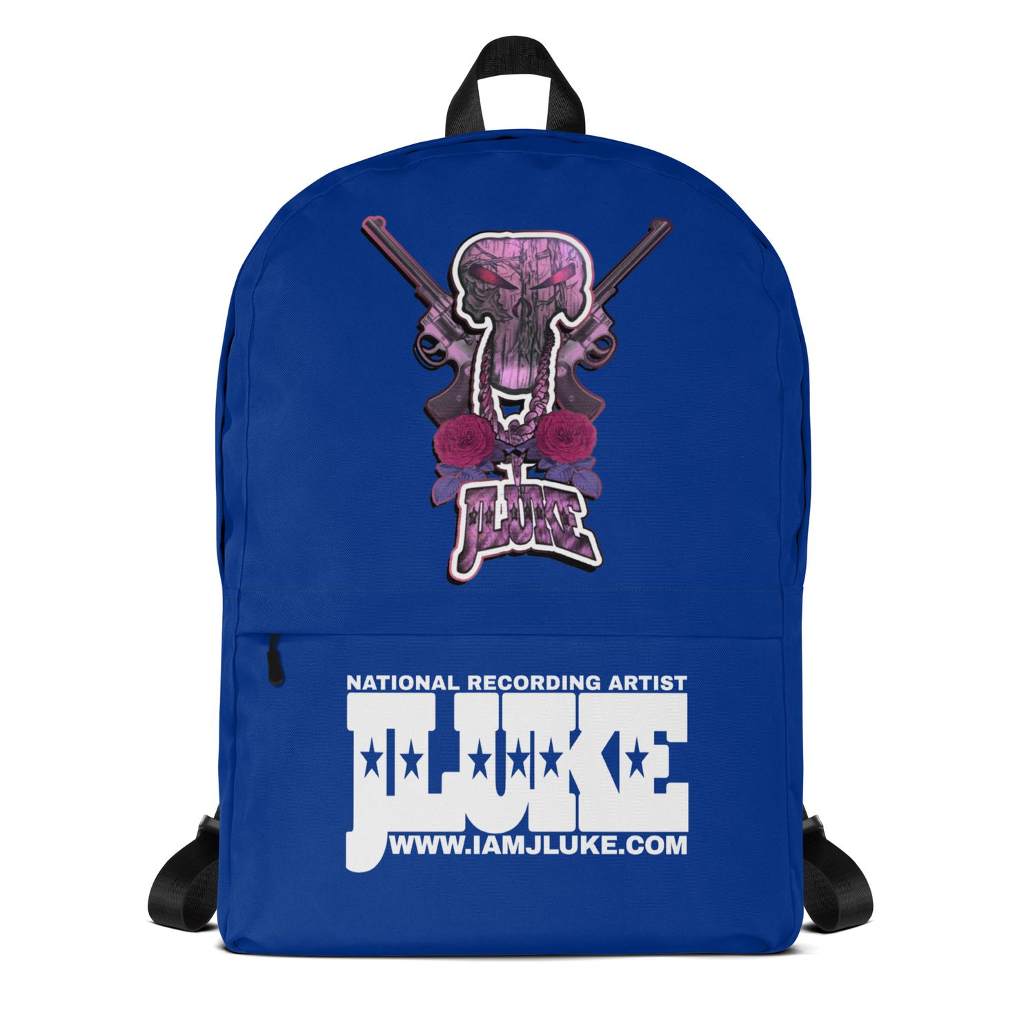 JLUKE Pink Skull &amp; Guns Blue Backpack 