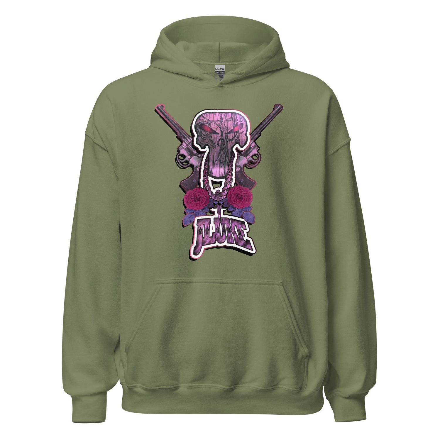 JLUKE Pink Skull &amp; Guns/Logo Hoodie 