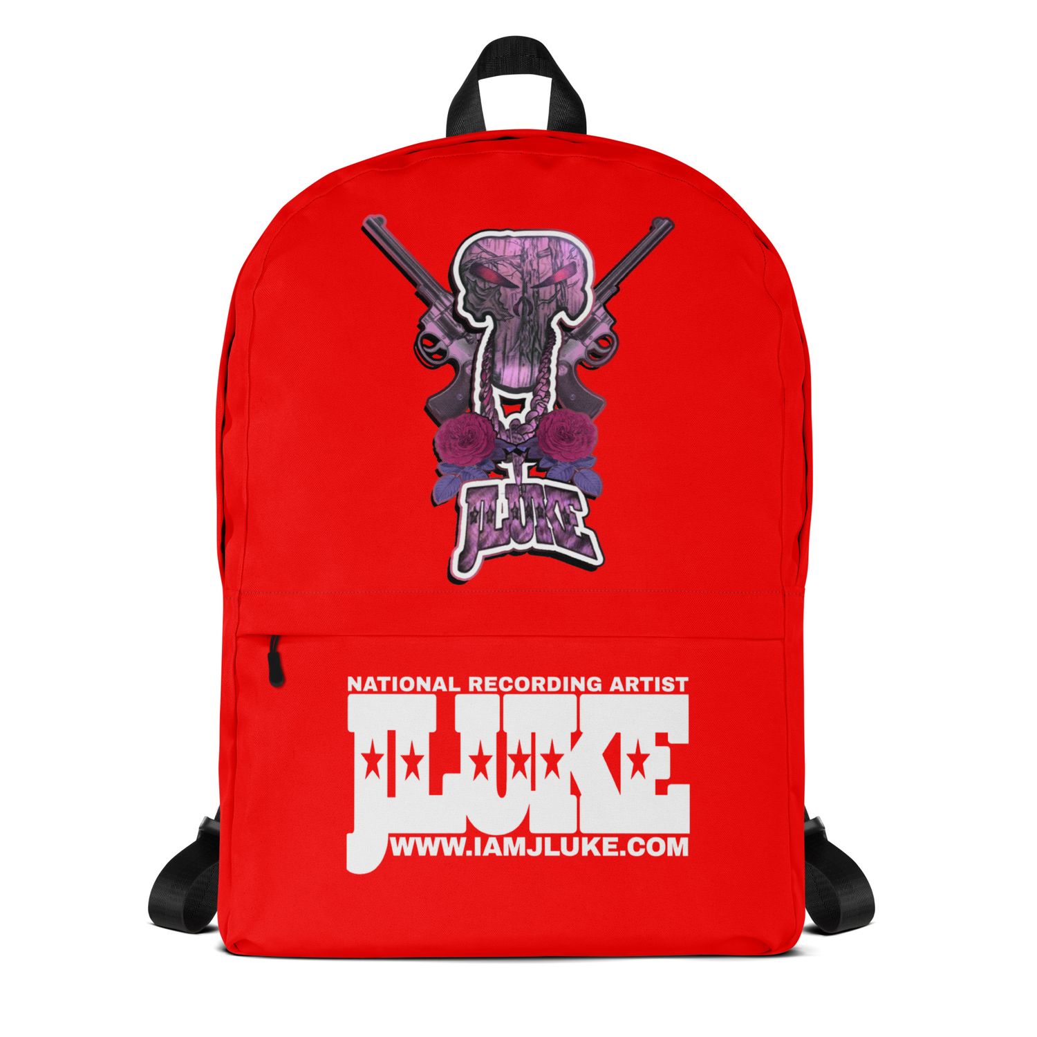 JLUKE Pink Skull &amp; Guns Red Backpack 