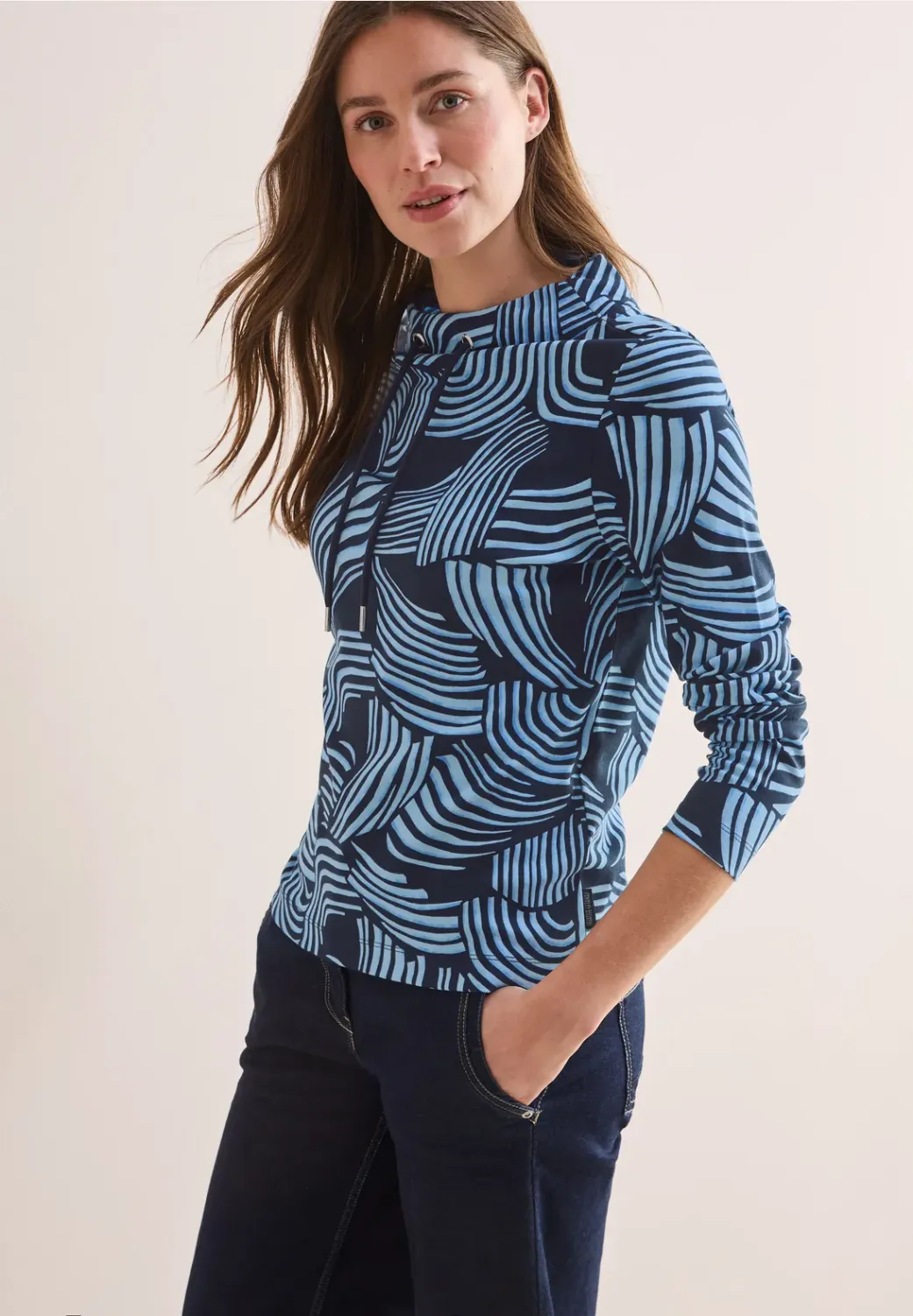 Cecil TOS Tonal AOP Funnel Neck