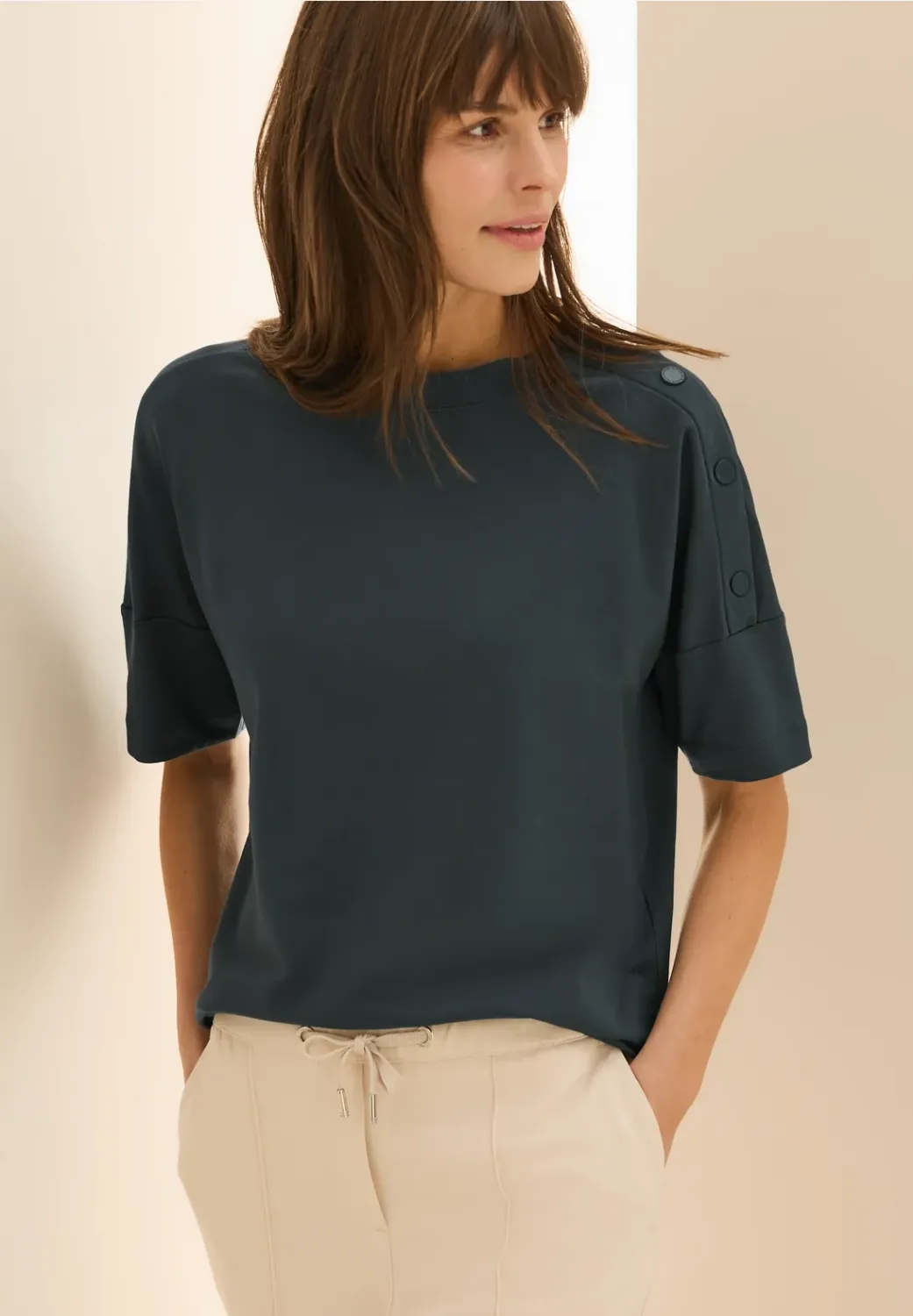 Cecil TOS Solid T-Shirt With Butt