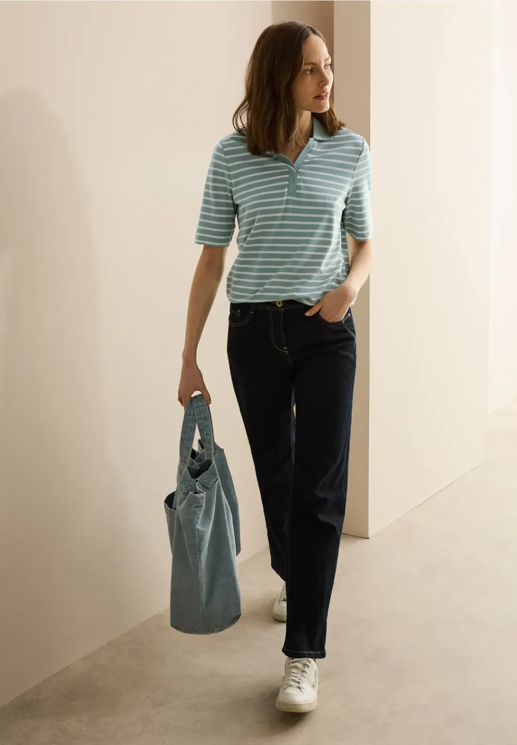 Cecil Stripe PiquÃ©e Polo Shirt