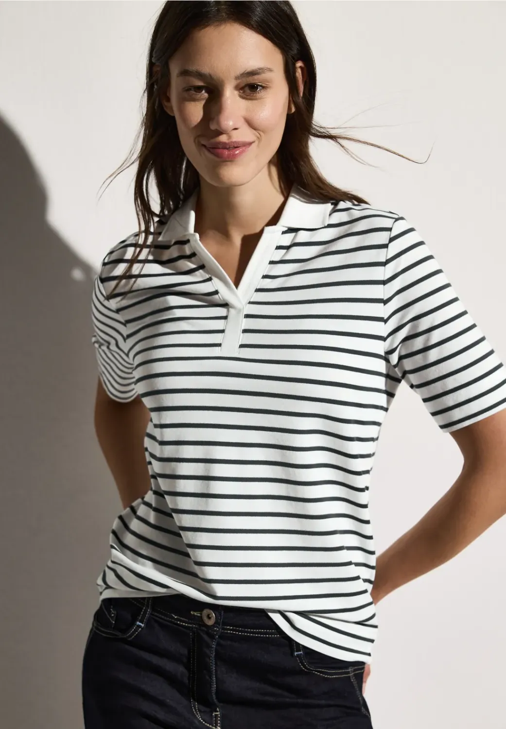 Cecil Stripe PiquÃ©e Polo Shirt
