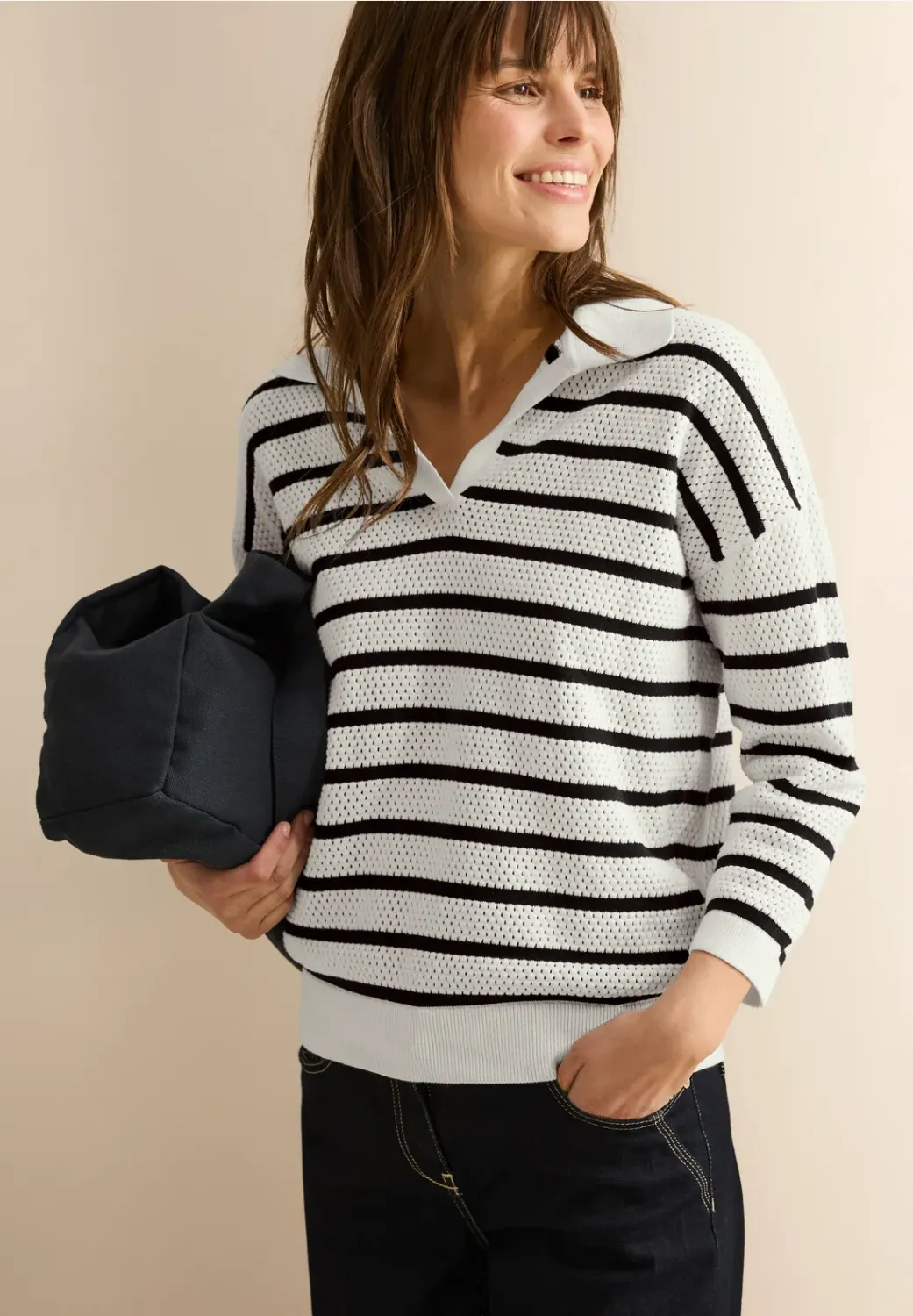 Cecil Mesh Polo Pullover
