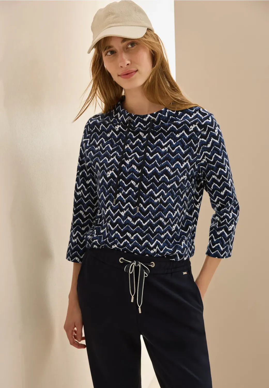 Cecil Minimal Print Funnel Neck