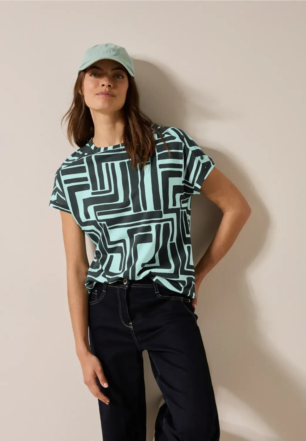 Cecil TOS Big Printed Button T-Sh