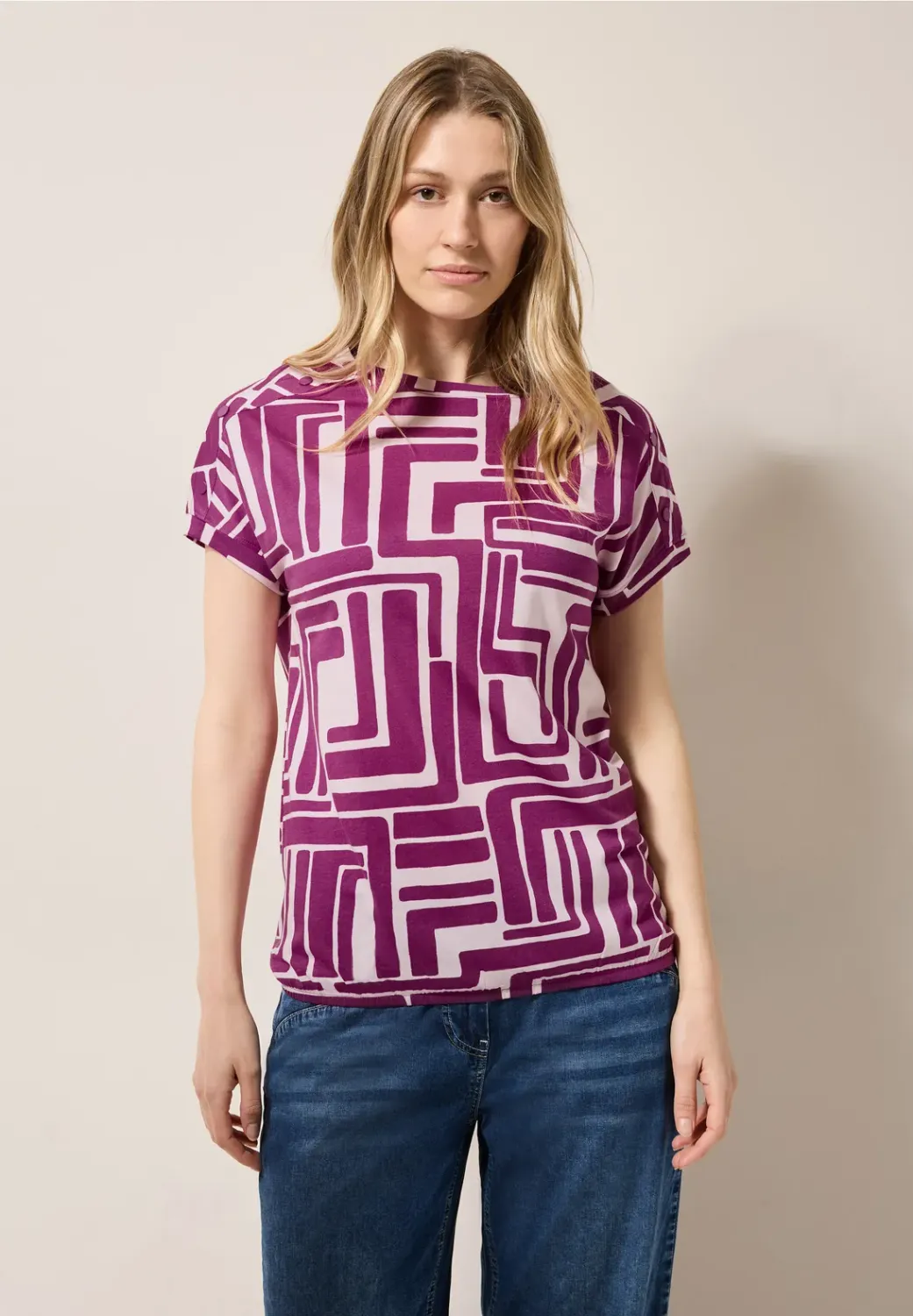 Cecil TOS Big Printed Button T-Sh
