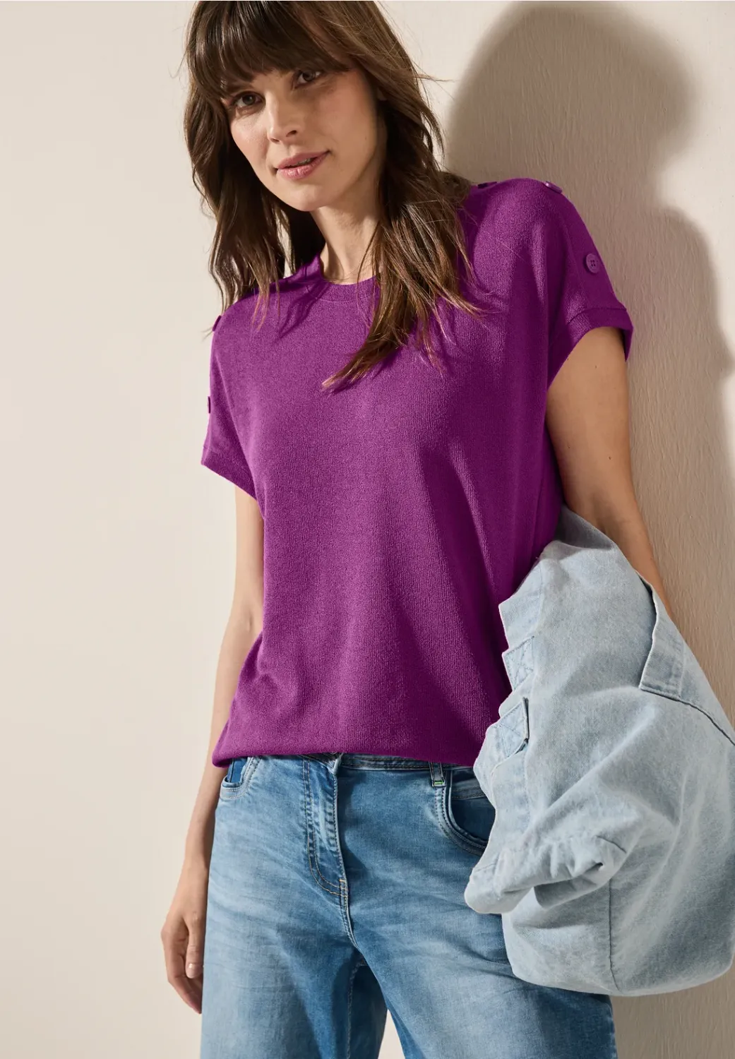 Cecil TOS Solid Crepe Button T-Sh