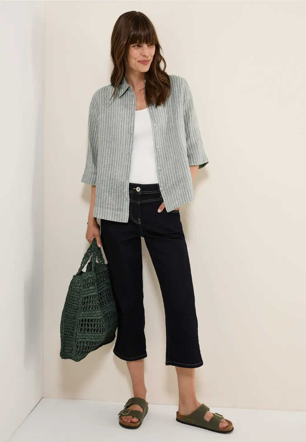 Cecil LINEN_ Stripe Short Style
