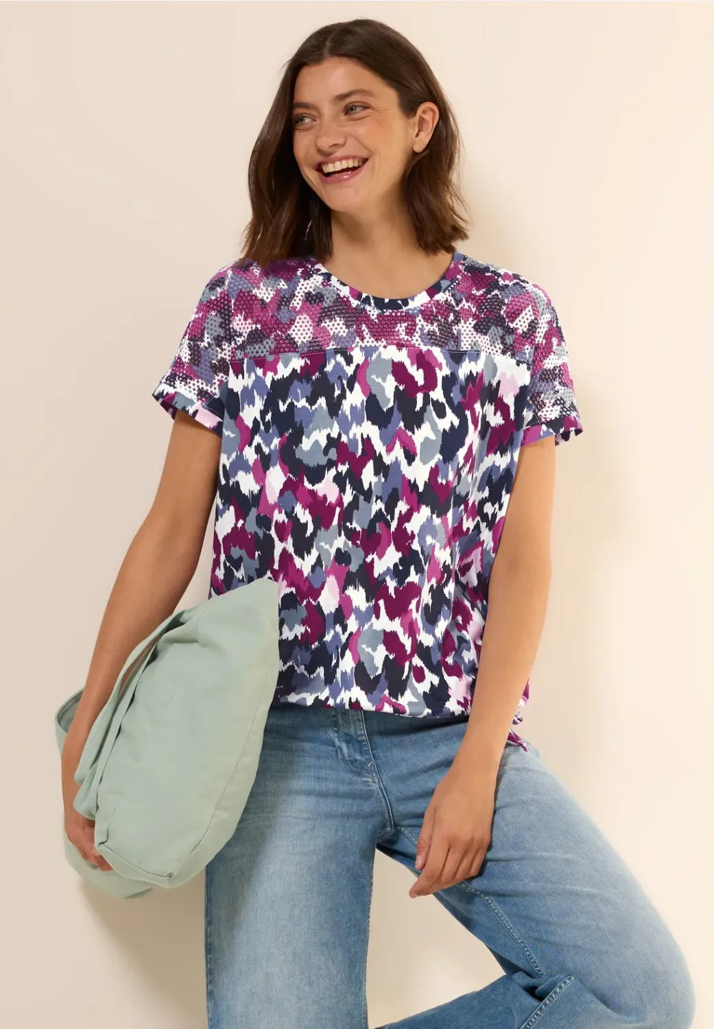 Cecil Multi AOP Mesh Mix T-Shirt