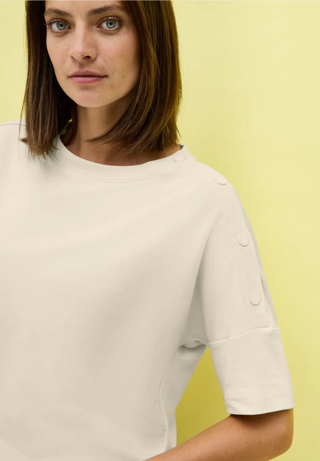 Cecil Solid T-Shirt With Buttons