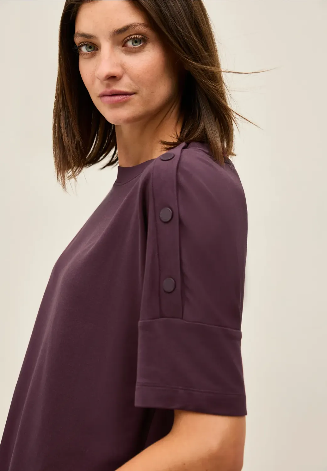 Cecil Solid T-Shirt With Buttons