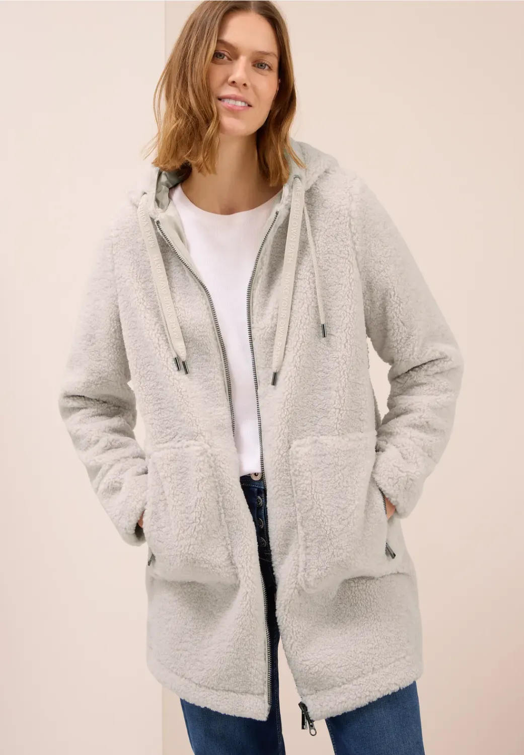 Cecil TOS Long Teddy Coat w. hood