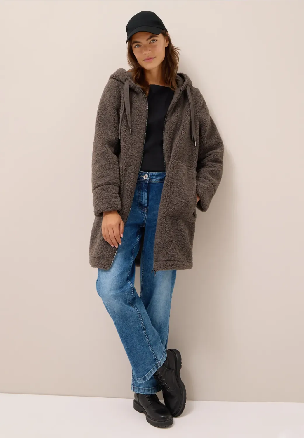 Cecil TOS Long Teddy Coat w. hood