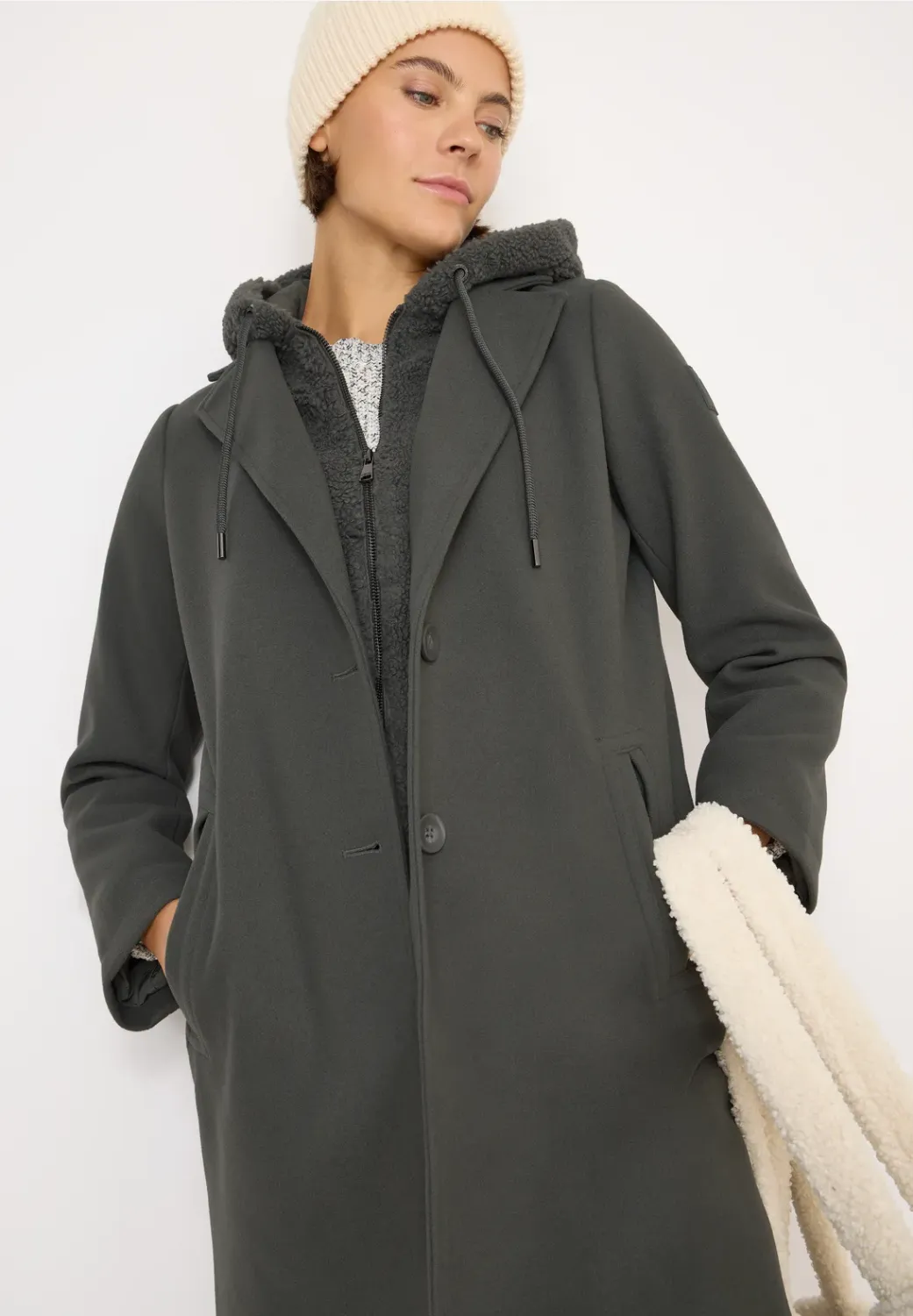 Cecil Fake Wool Coat w. detachabl