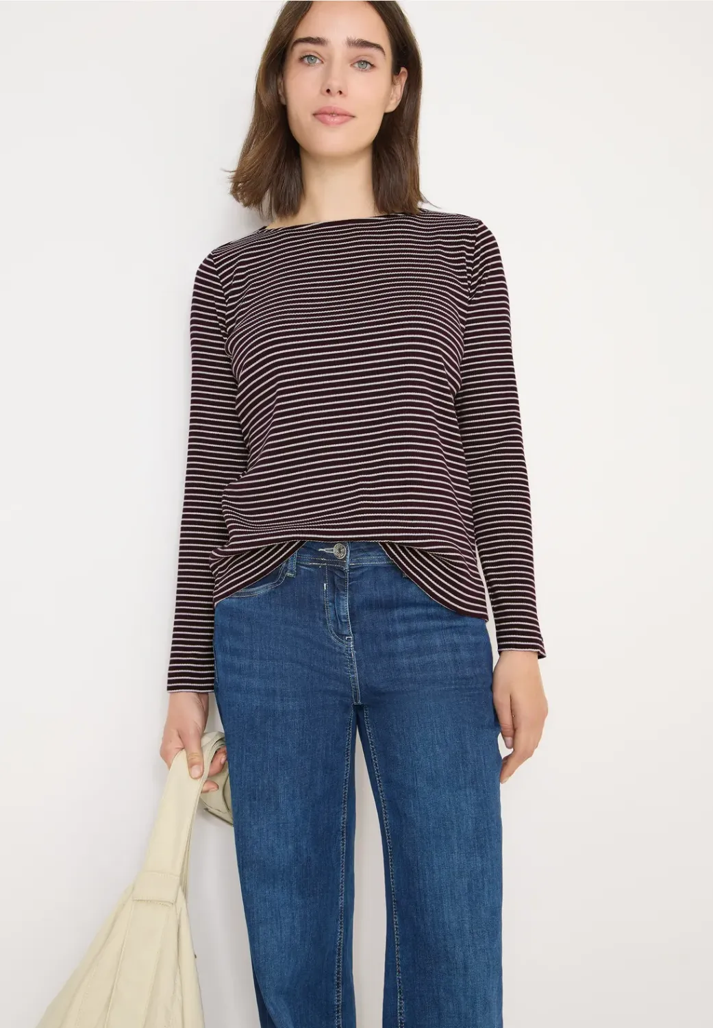Cecil Stripe Rib Boatneck Shirt