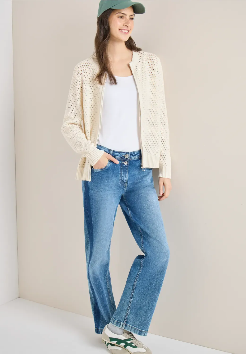 Cecil Crochet zipper cardigan