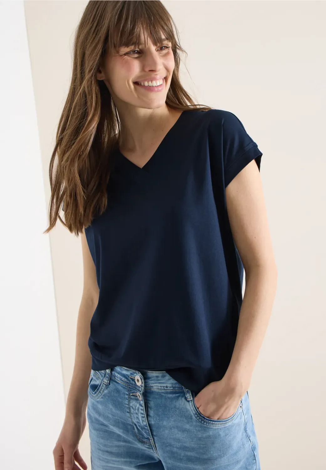 Cecil Solid V-Neck Shirt