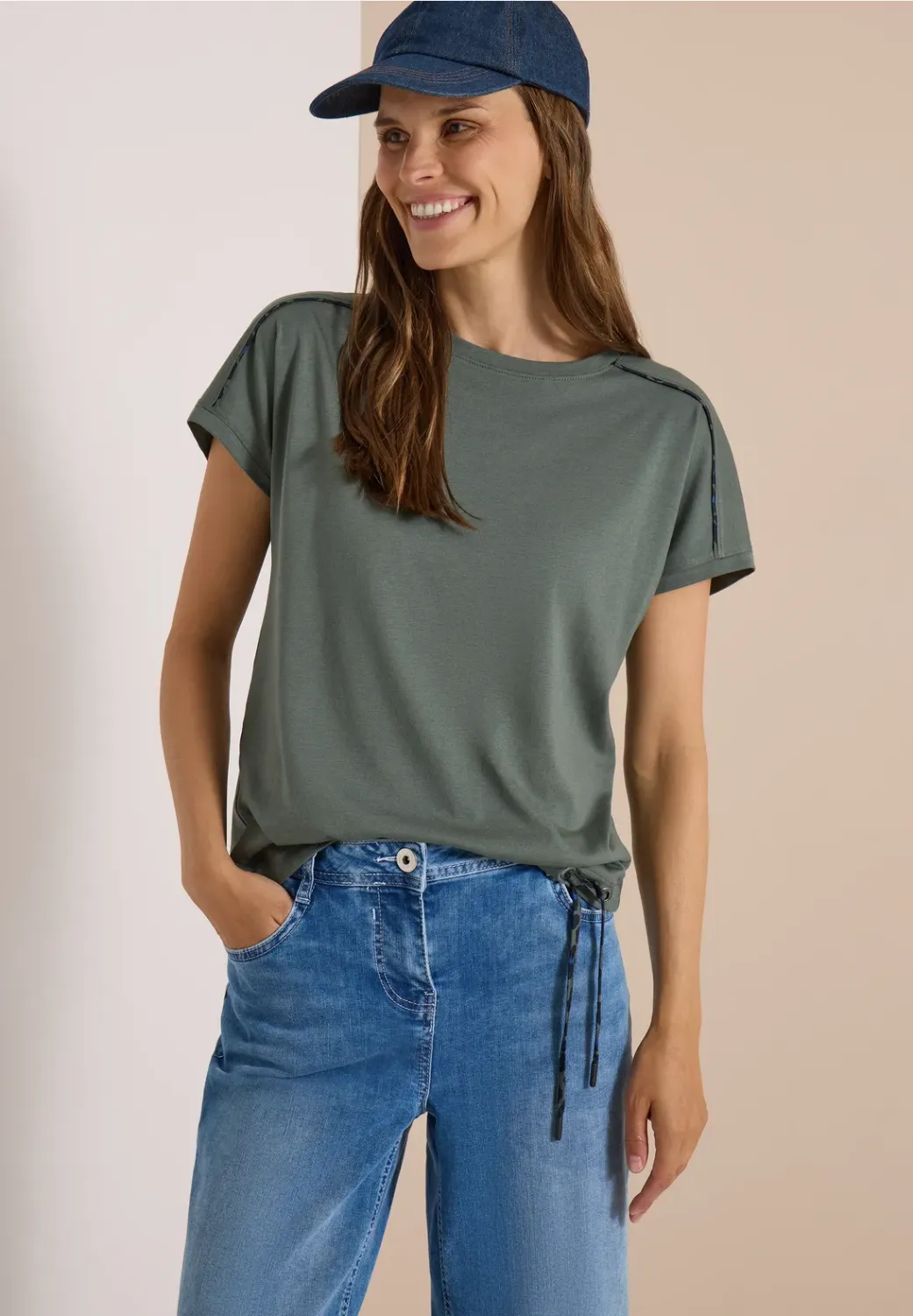 Cecil Solid Leo Piping T-Shirt