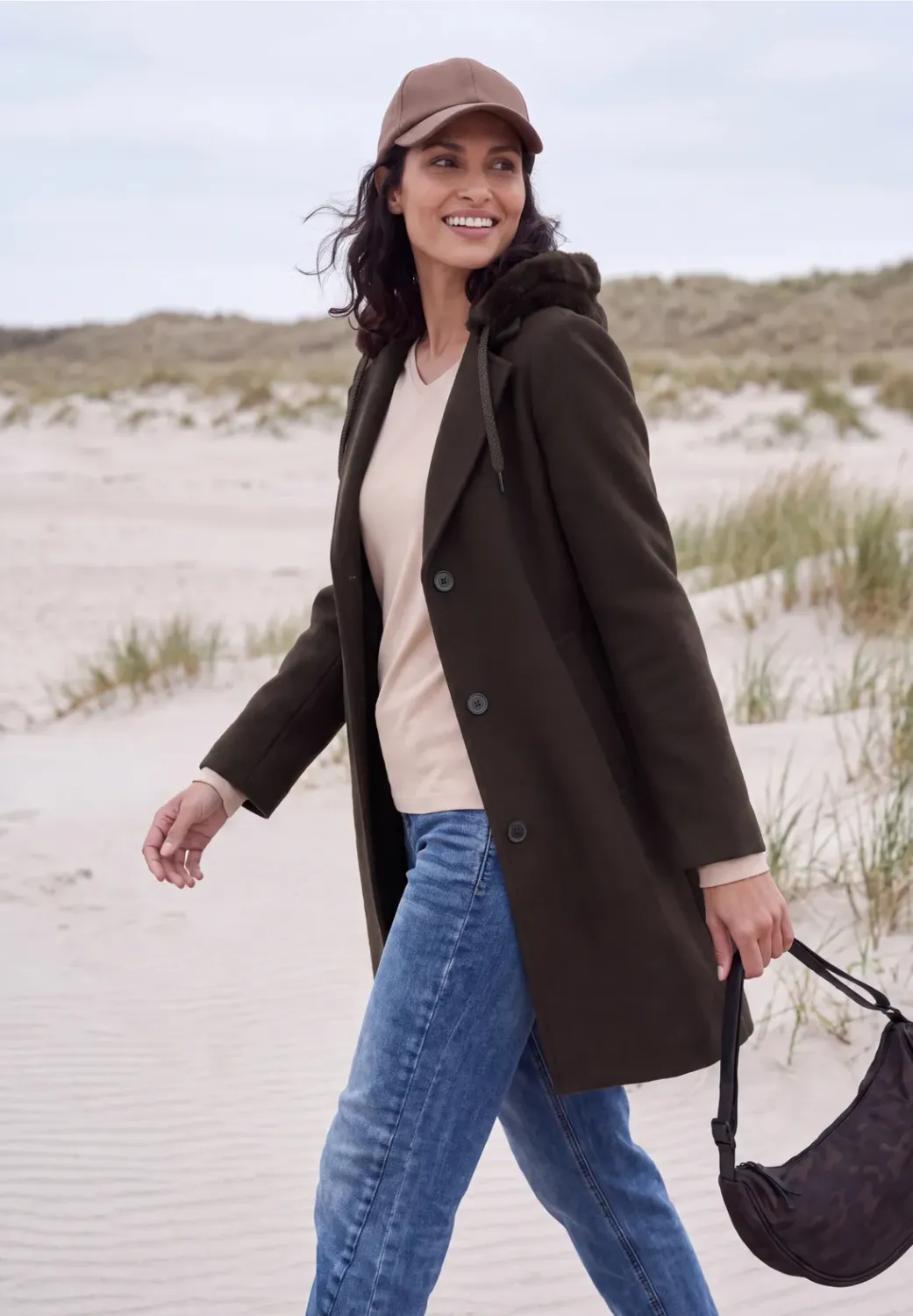 Cecil Wool Revers Coat w. Fur Inl
