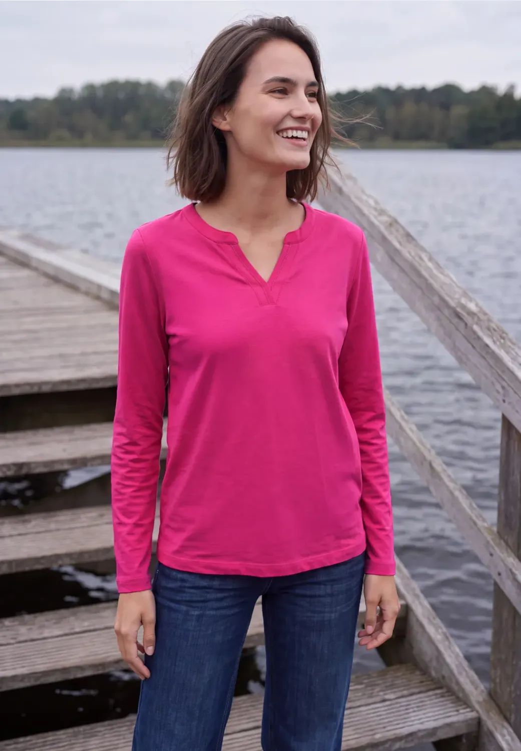 Cecil Solid Split Neck Tunic