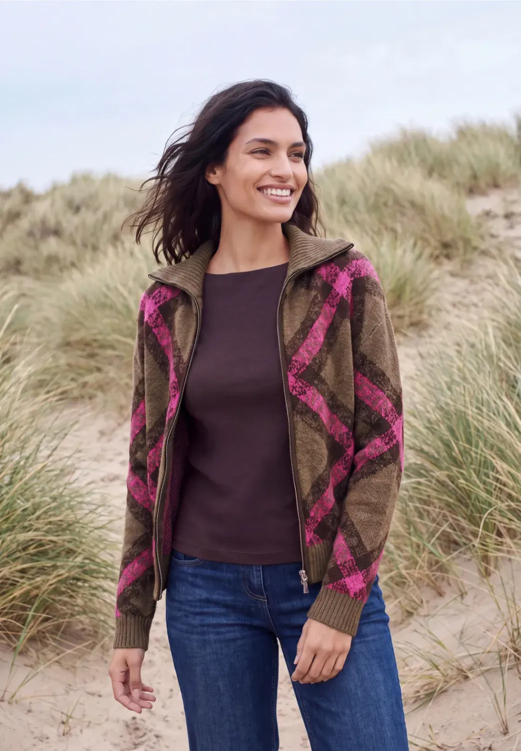 Cecil Cosy Featheryarn check cardiga