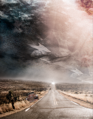 AFTER THE RAIN - moody digital collage landscape - 70x90cm