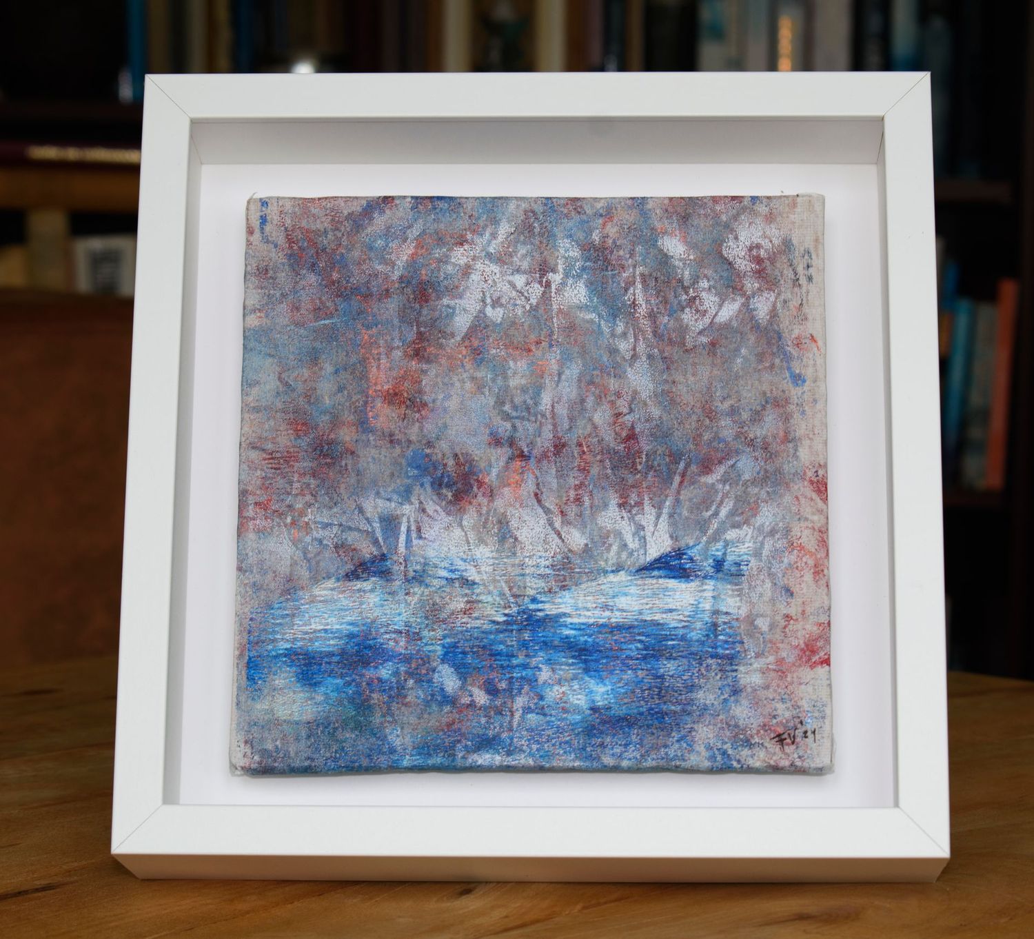 THE COVE - framed painting on Japanese rice paper - 27x27cm