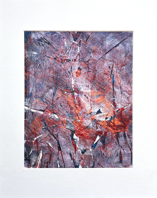 Purple monoprint - SPLIT ROCK –  Copper & Silver Hues – 20x25cm