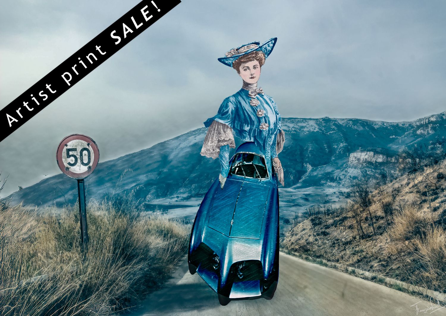 I'll drive at my own speed - digita; collage - Artist Print sale I'll drive at my own speed - digita; collage - Artist Print sale