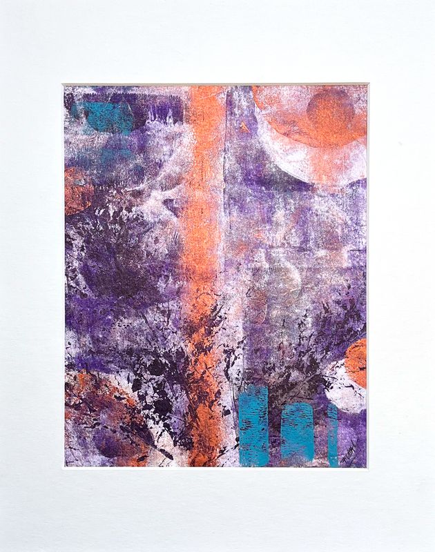 Photo of abstract monoprint artwork called "open the window" made by Francoise Vaal