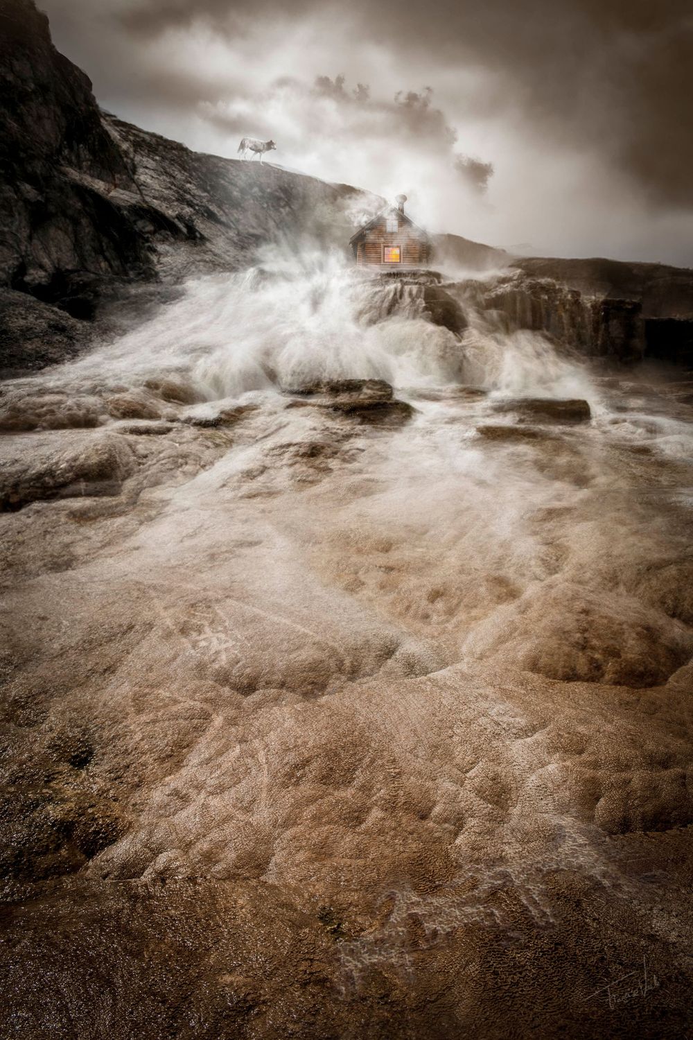 Magical Realism Landscape – THE VISITOR (Yellowstone) – Print (90x60cm, Limited Edition) Magical Realism Landscape – THE VISITOR (Yellowstone) – Print (90x60cm, Limited Edition)