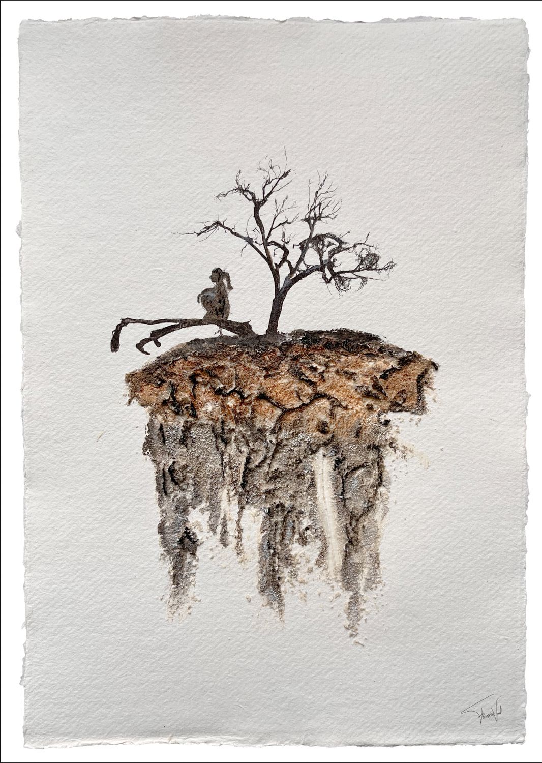 Mixed Media Artwork on Handmade Paper – Musing – 20x30 cm Mixed Media Artwork on Handmade Paper – Musing – 20x30 cm