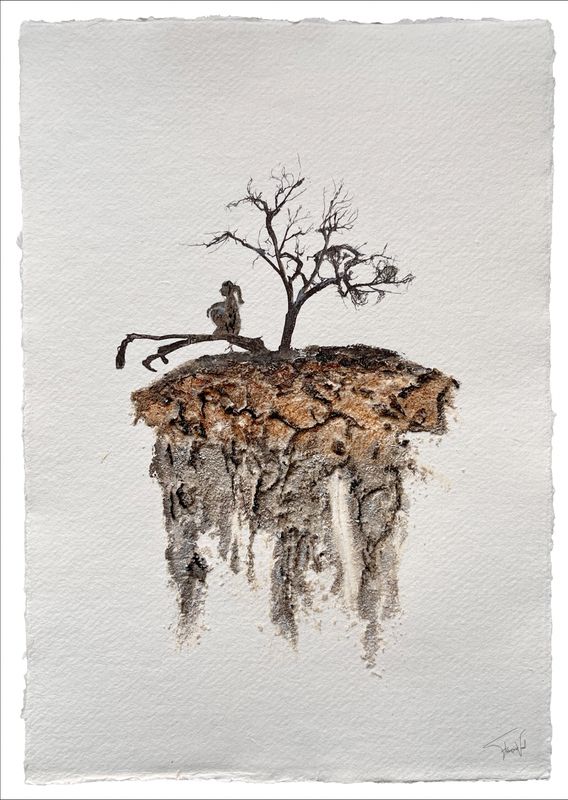 Mixed Media Artwork on Handmade Paper – Musing – 20x30 cm