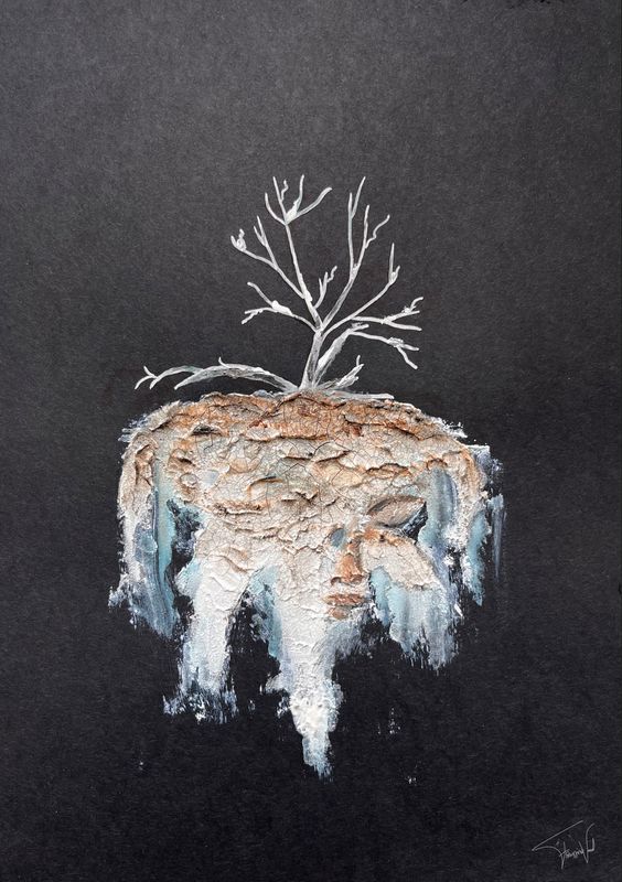 Original Painting on Handmade Paper – Hibernate – 20x30 cm