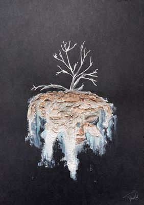 Original Painting on Handmade Paper – Hibernate – 20x30 cm Original Painting on Handmade Paper – Hibernate – 20x30 cm